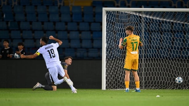 21 July 2026; Zidane Banjaqui of Ararat-Armenia celebrates after scoring his side's second goal during the UEFA Champions League Second Qualifying Round 1st Leg match between Ararat-Armenia and Shamrock Rovers at Vazgen Sargsyan Republican Stadium in Yerevan, Armenia. Photo by Asatur Yesayants/Sport