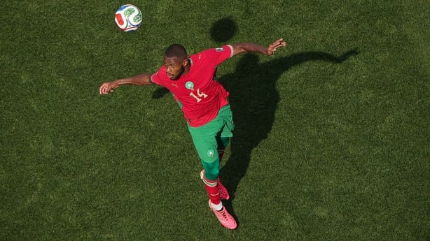 FOXBOROUGH, MASSACHUSETTS - JULY 09: Issa Diop #14 of Morocco controls the ball during the FIFA World Cup 2026 Quarter Final match between France and Morocco at Boston Stadium on July 09, 2026 in Foxborough, Massachusetts. (Photo by Alex Slitz/Getty Images)