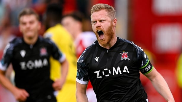 24 July 2026; Daryl Horgan of Dundalk celebrates after scoring his side's first goal during the SSE Airtricity Men's Premier Division match between St Patrick's Athletic and Dundalk at Richmond Park in Dublin. Photo by Stephen McCarthy/Sportsfile