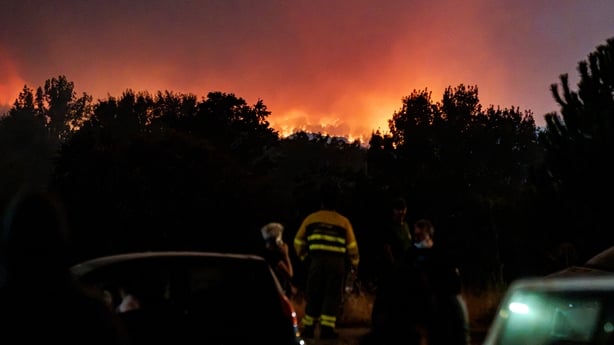 Evacuation efforts continue in the towns affected by the wildfires as firefighters battle the blaze in La Adrada, Province of Avila, Spain, on July 25, 2026. (Photo by Diego Radames/Anadolu via Getty Images)