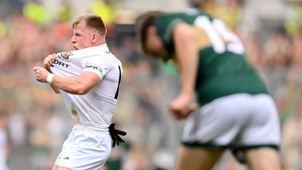 26 July 2026; Ryan O'Donoghue of Mayo celebrates a score during the GAA Football All-Ireland Senior Championship final match between Kerry and Mayo at Croke Park in Dublin. Photo by Stephen McCarthy/Sportsfile