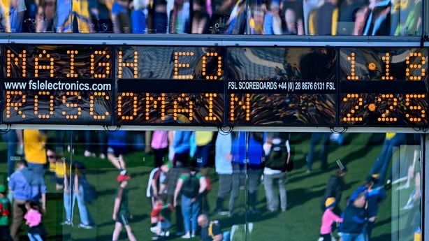 26 April 2026; A general view of the scoreboard, showing a ten point victory for Roscommon, after the Connacht GAA Football Senior Championship semi-final match between Mayo and Roscommon at Hastings Insurance MacHale Park in Castlebar, Mayo. Photo by Piaras Ó Mídheach/Sportsfile