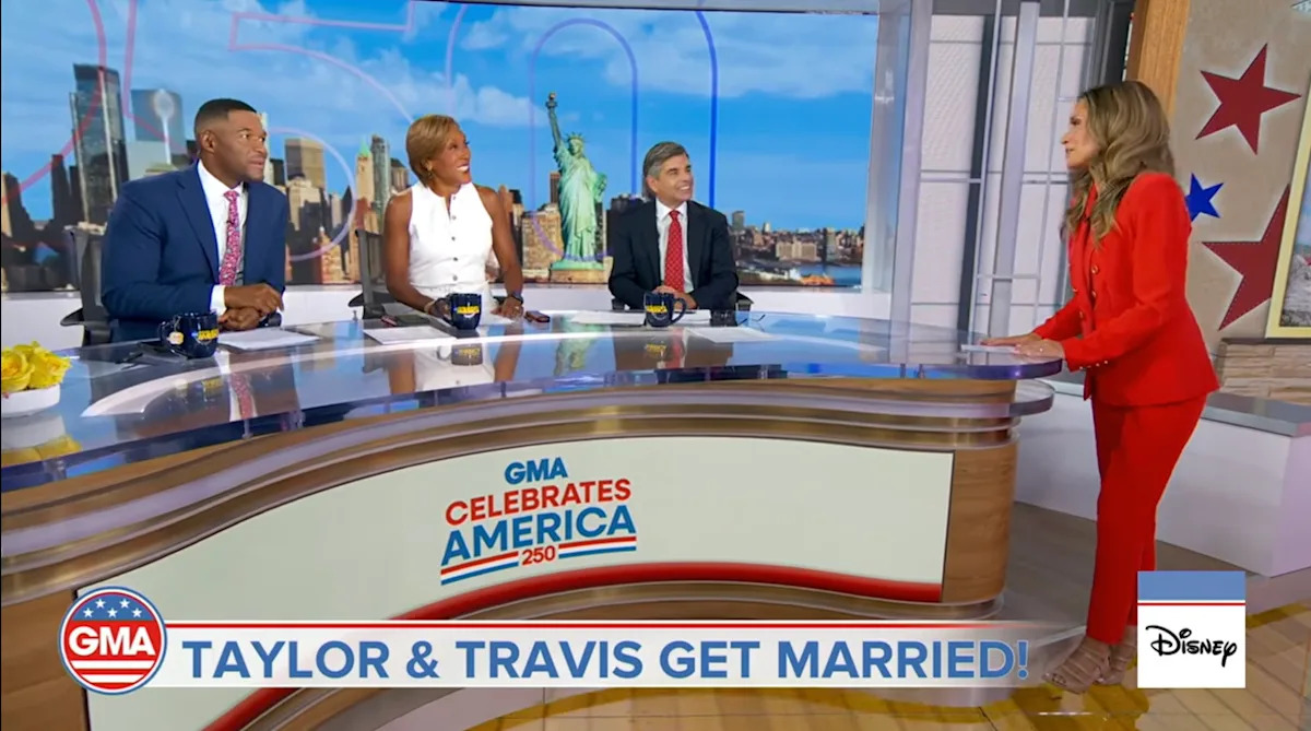 ‘GMA’ Co-Hosts Robin Roberts, George Stephanopoulos & Michael Strahan Offer Up Few Swift-Kelce Wedding Crumbs