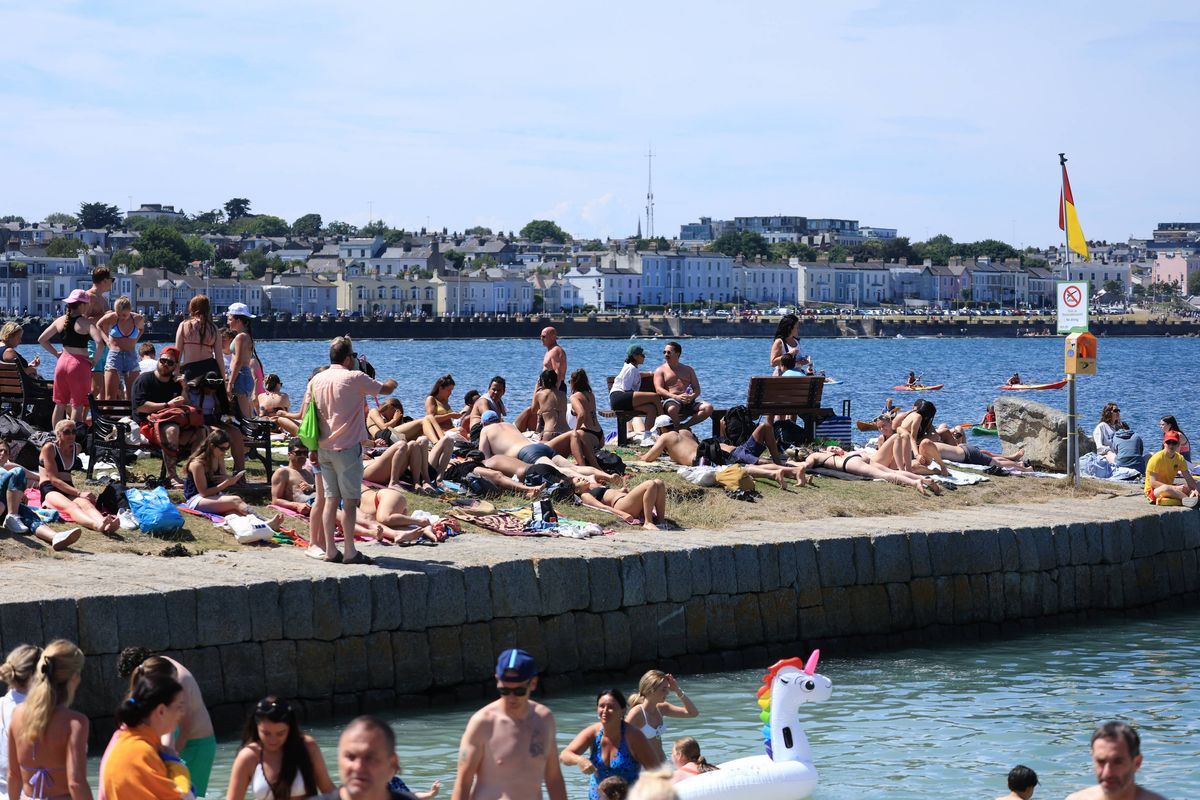 July 2025 - People enjoying the good weather at Forty Foot, Sandycove, Dublin