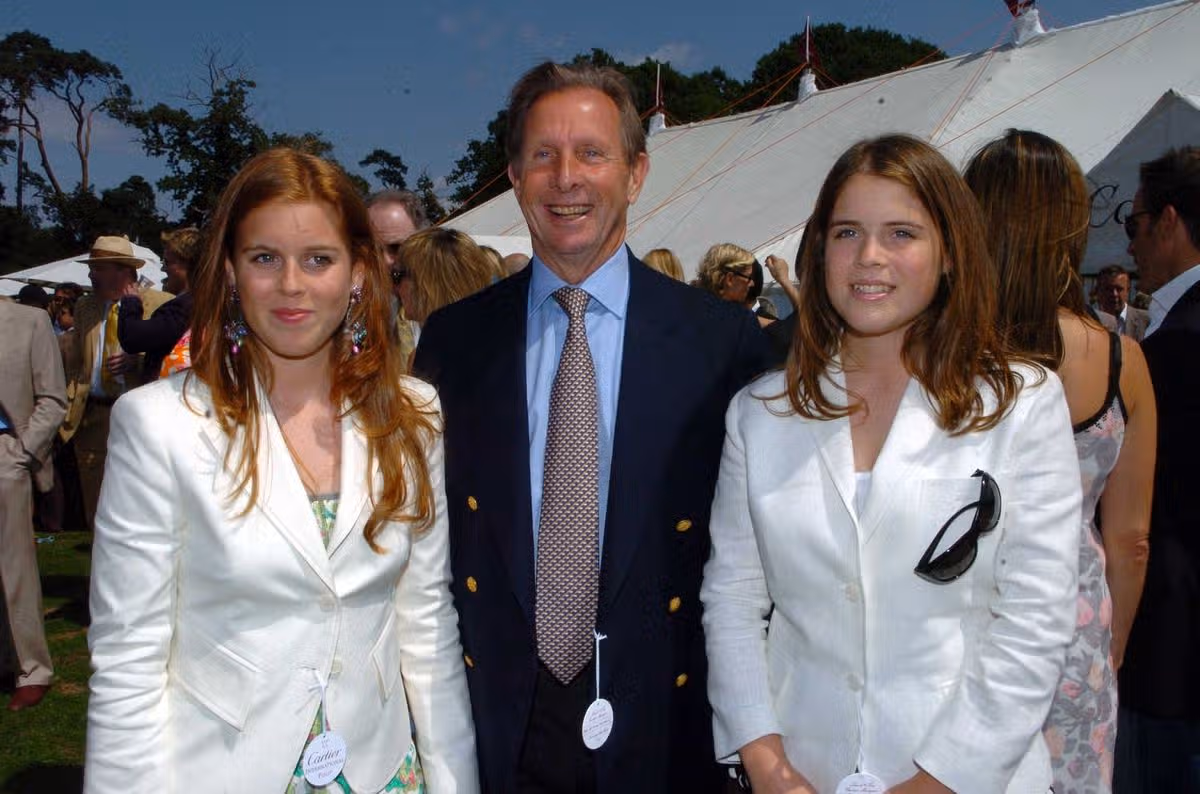 Mr McNally with Fergie's daughters Princess Beatrice and Princess Eugenie at the Cartier International Polo event
