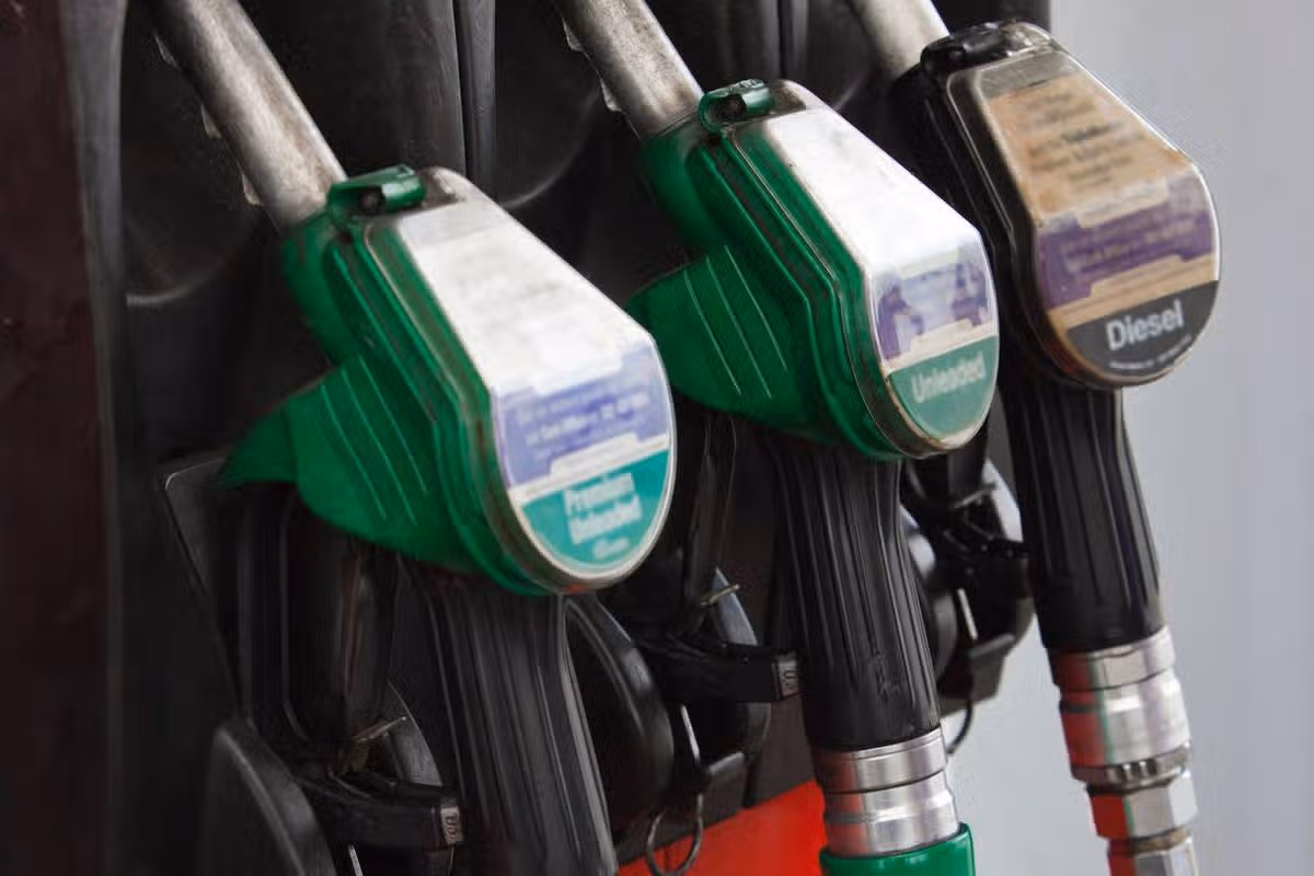Gazoline pumps nozzles at petrol station
