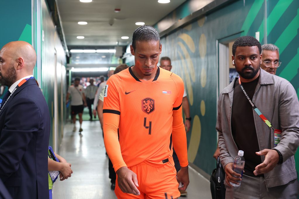 Virgil van Dijk looks dejected after the Netherlands' World Cup exit