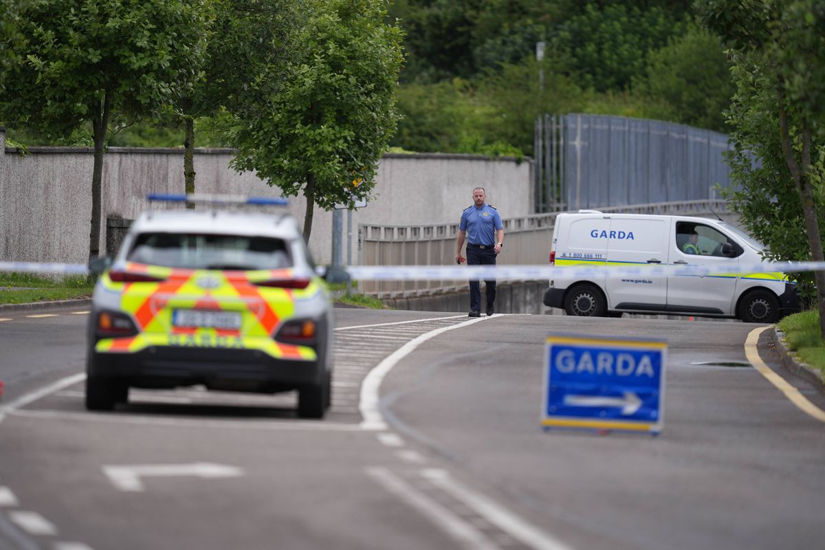 Gardai at the scene after a teenager died after falling off an e-scooter in Carlow.
