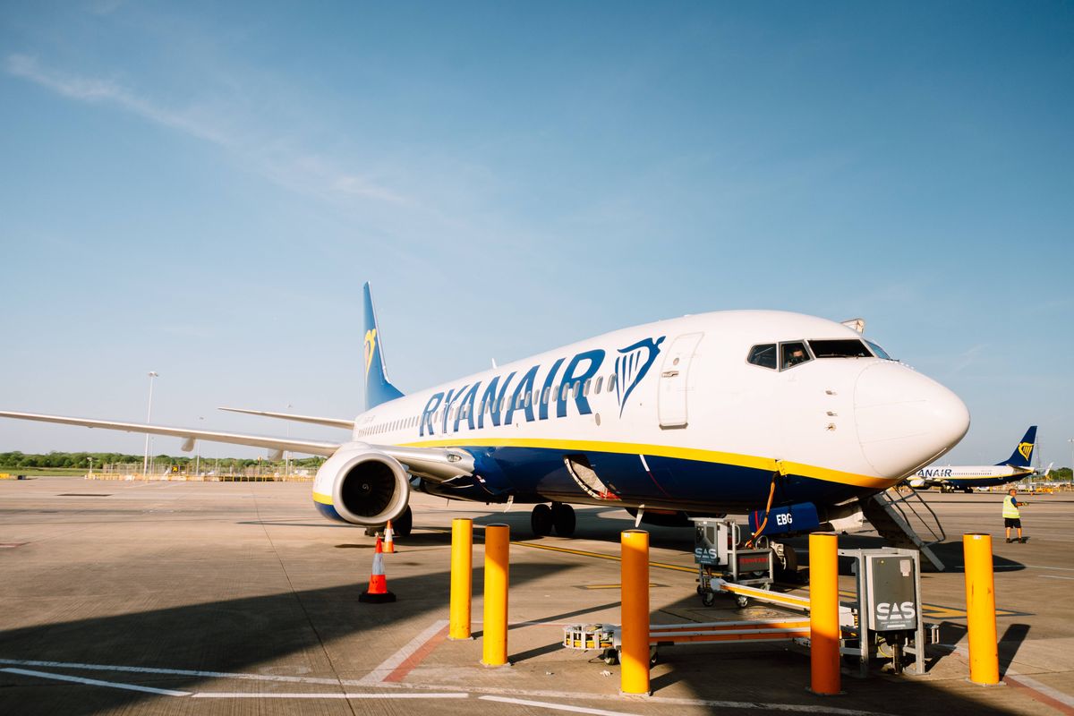 A Ryanair's Boeing 737-800 aircraft on the tarmac