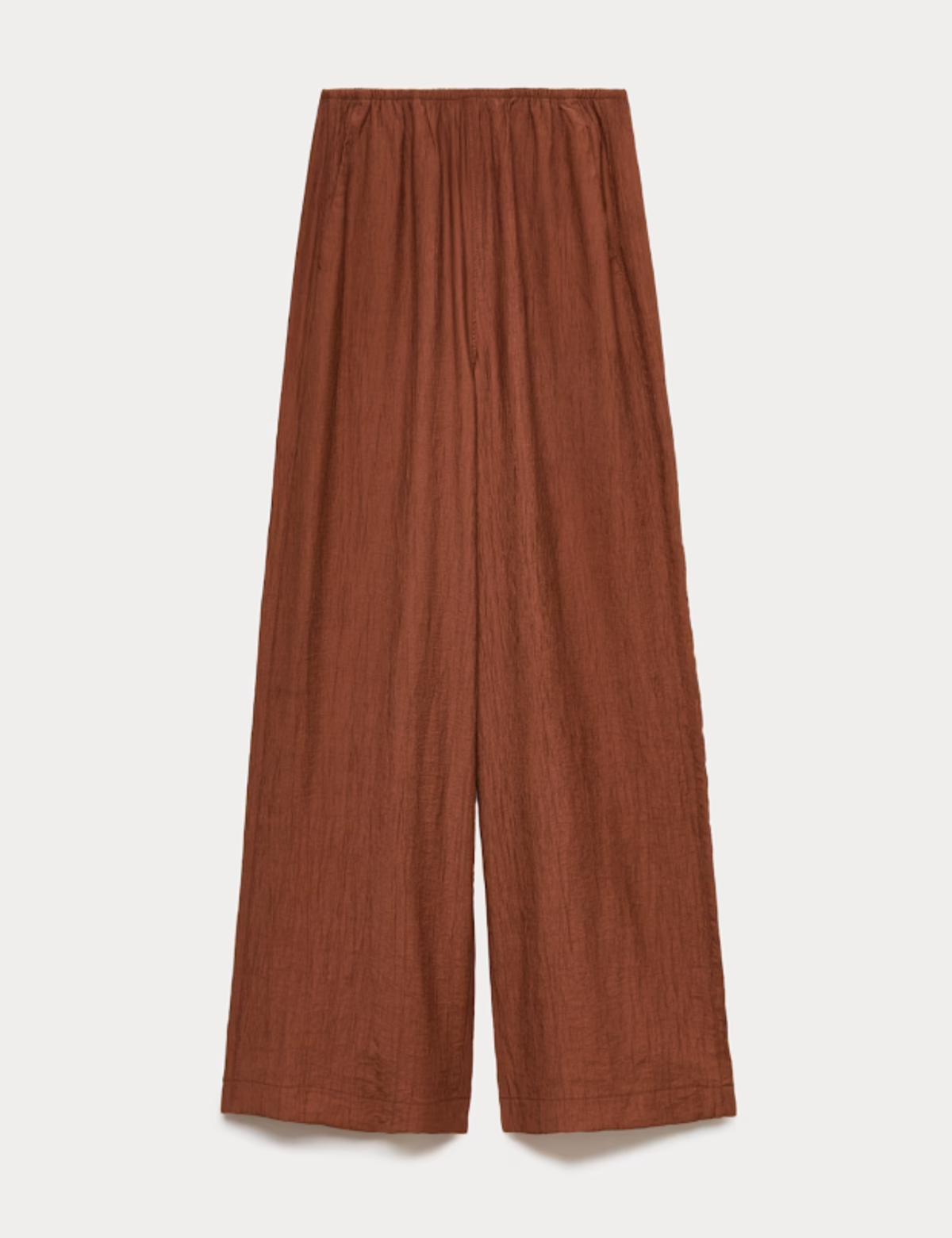 Crinkle Elasticated Waist Wide Leg Trousers