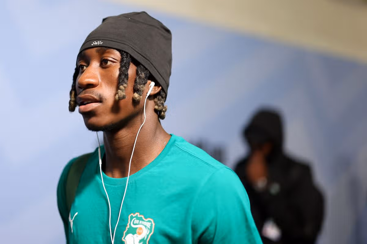 Yan Diomande before an Ivory Coast game at the 2026 FIFA World Cup