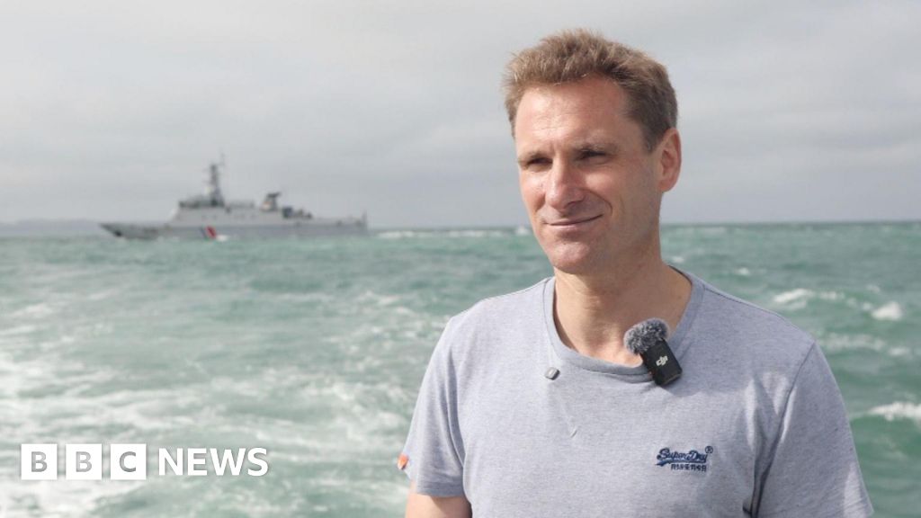 French Navy carries out shooting drill mid interview - BBC