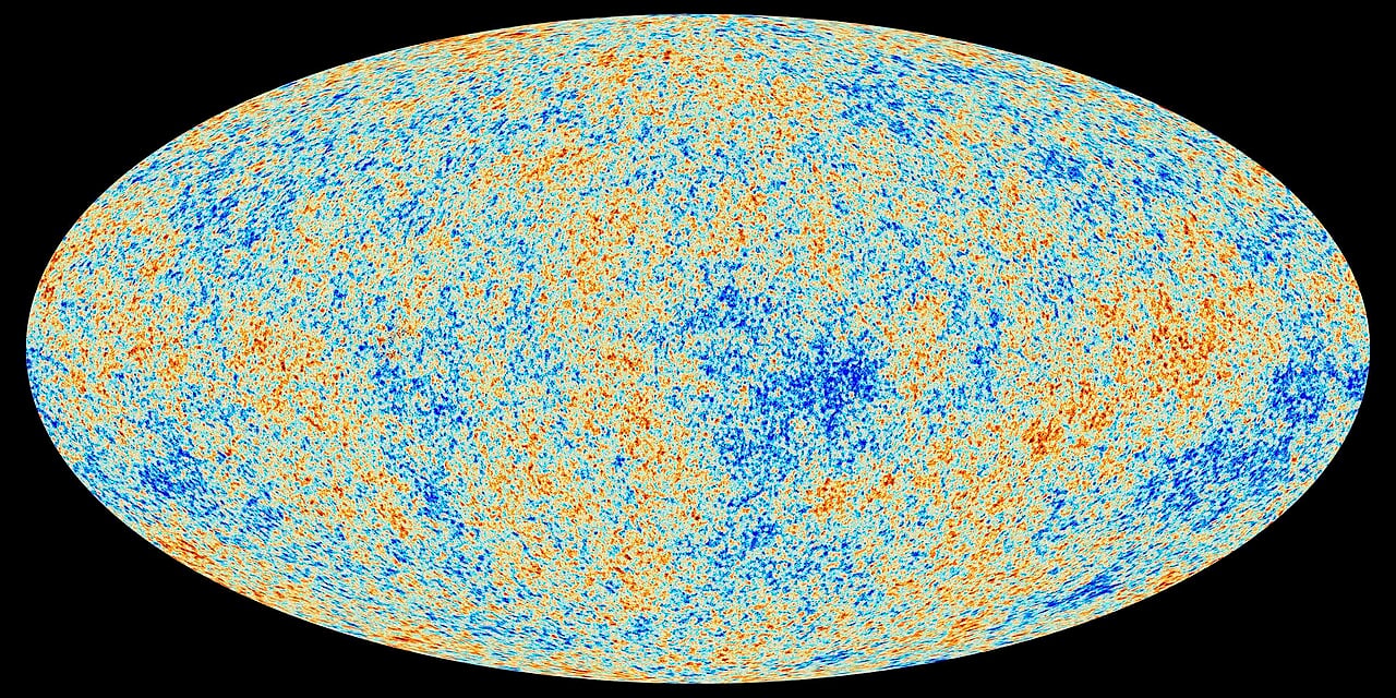 Temperature map of the cosmic microwave background measured by the Planck spacecraft (Credit : ESA and the Planck Collaboration)