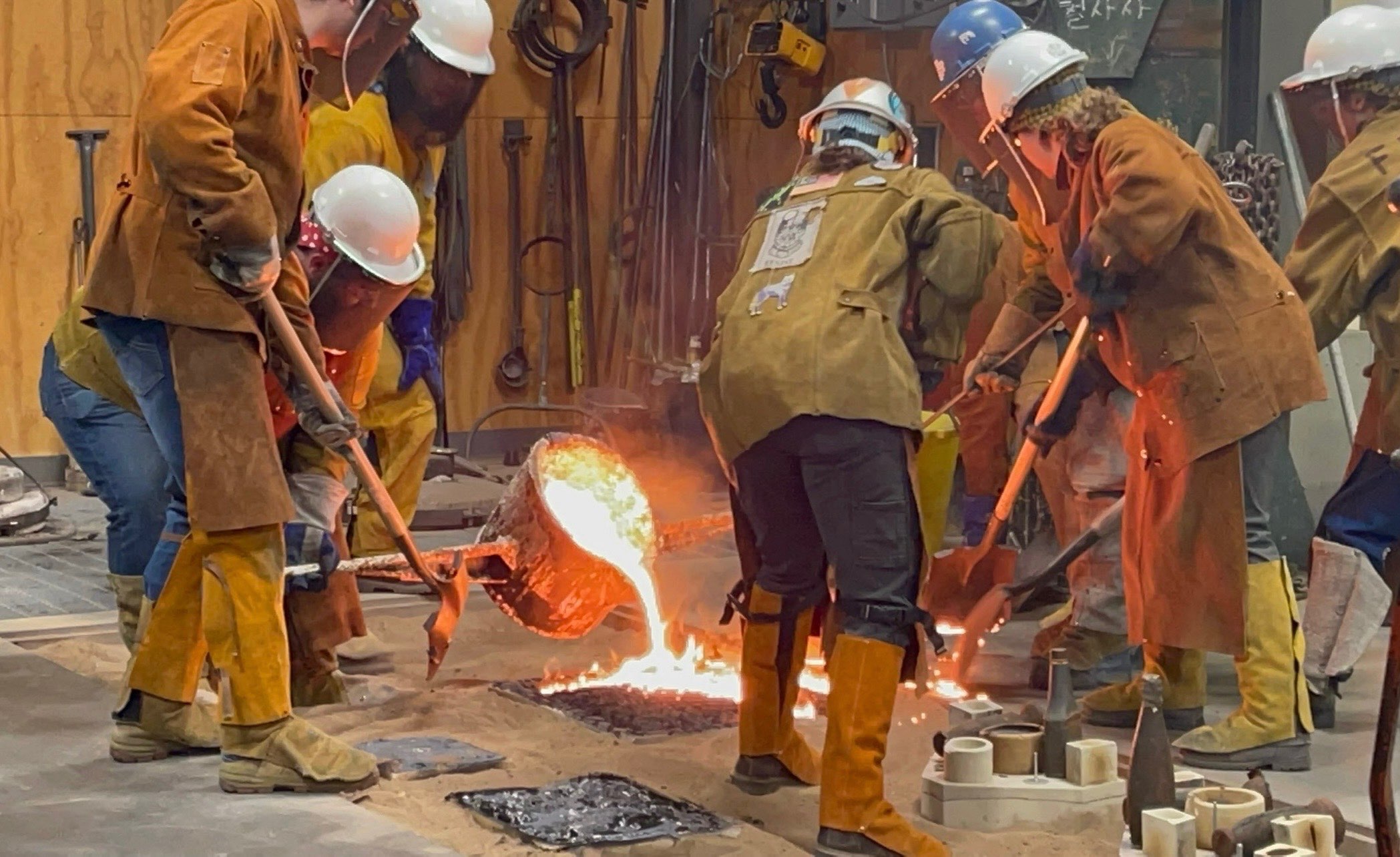 An iron-pour done by multiple students at the FHSU Foundry including Schluckebier. Courtesy photo 