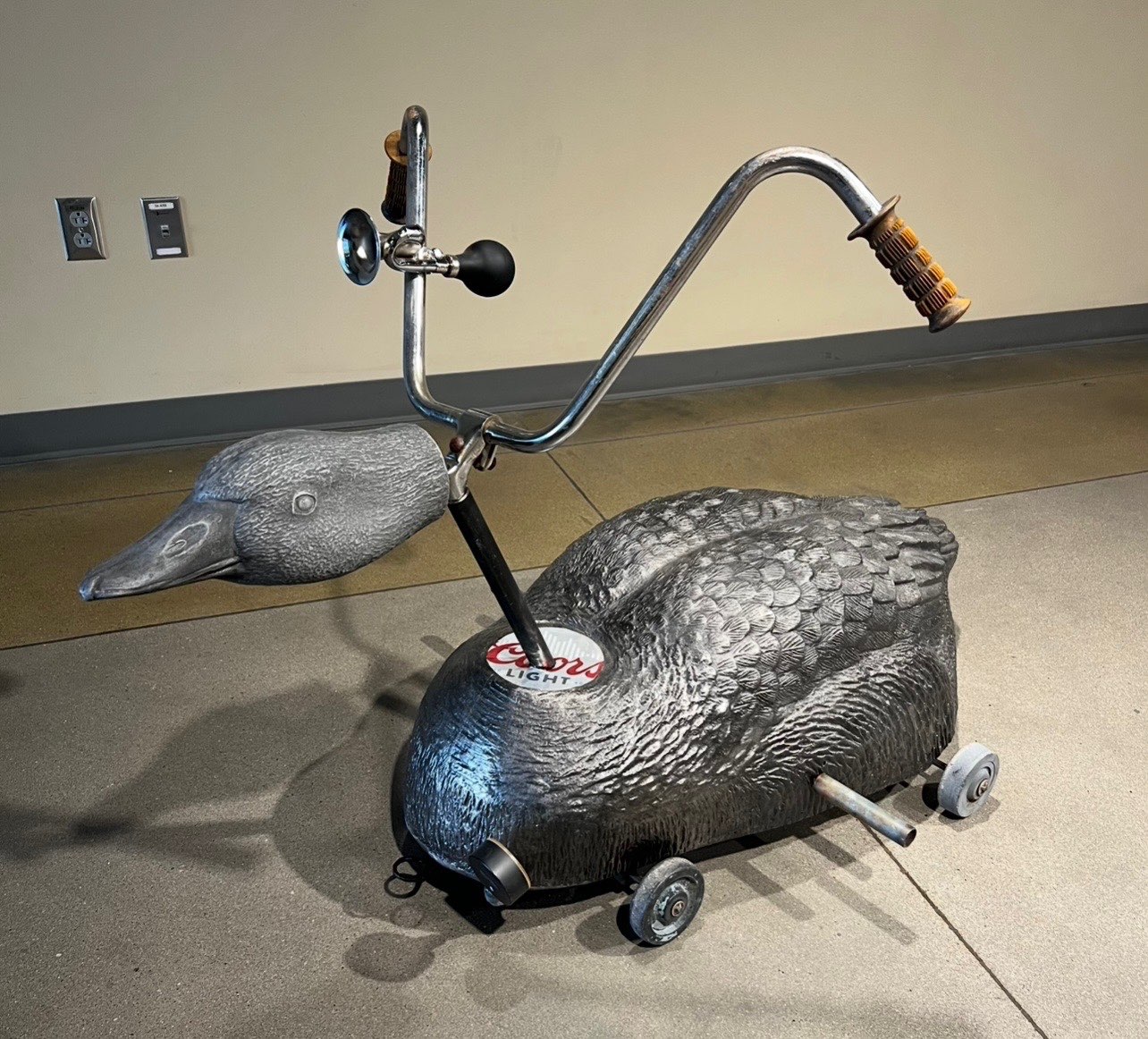 A creative piece made by Schluckebier called a Cast Iron Goose Decoy that  incorporates mixed metal pieces and a combination of "adult and childlike mindset" into art. This piece was part of his thesis. Courtesy photo 