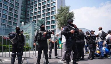 100 riot police guard England hotel as team receive hostile reception in Mexico