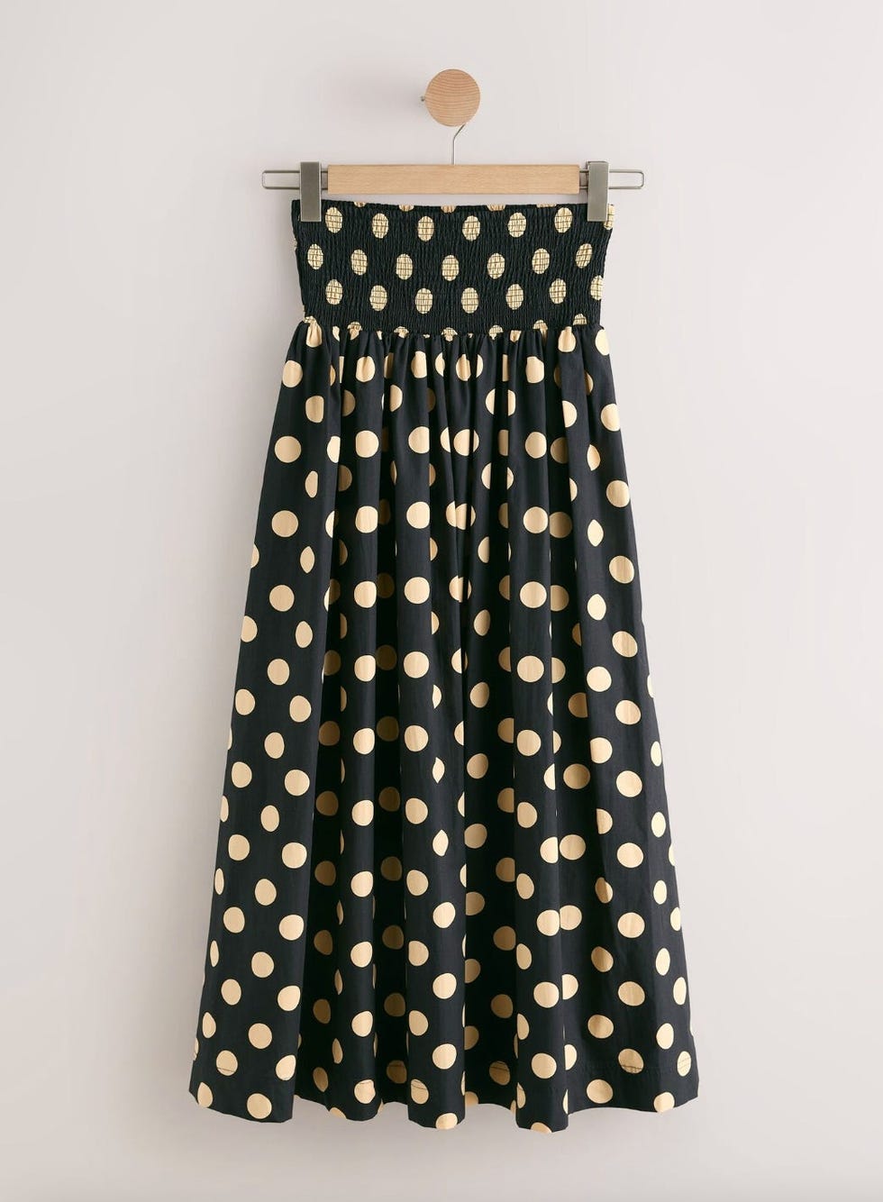 Black/Butter Yellow Spot Shirred Maxi Skirt