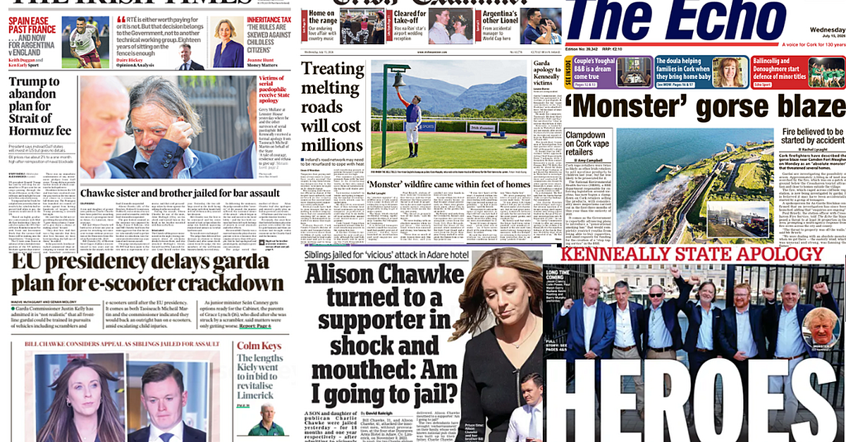 What the papers say: Wednesday's front pages