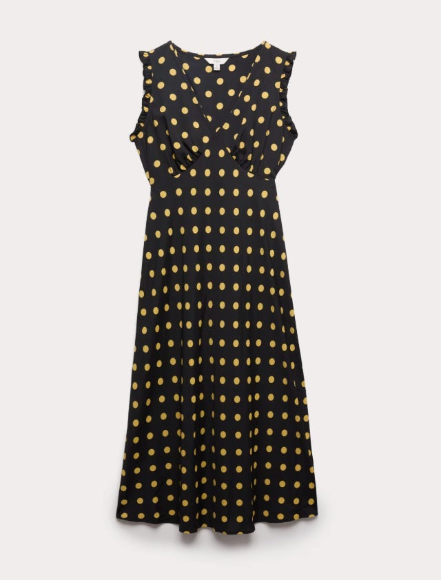 V-Neck Frill Sleeve Midi Tea Dress