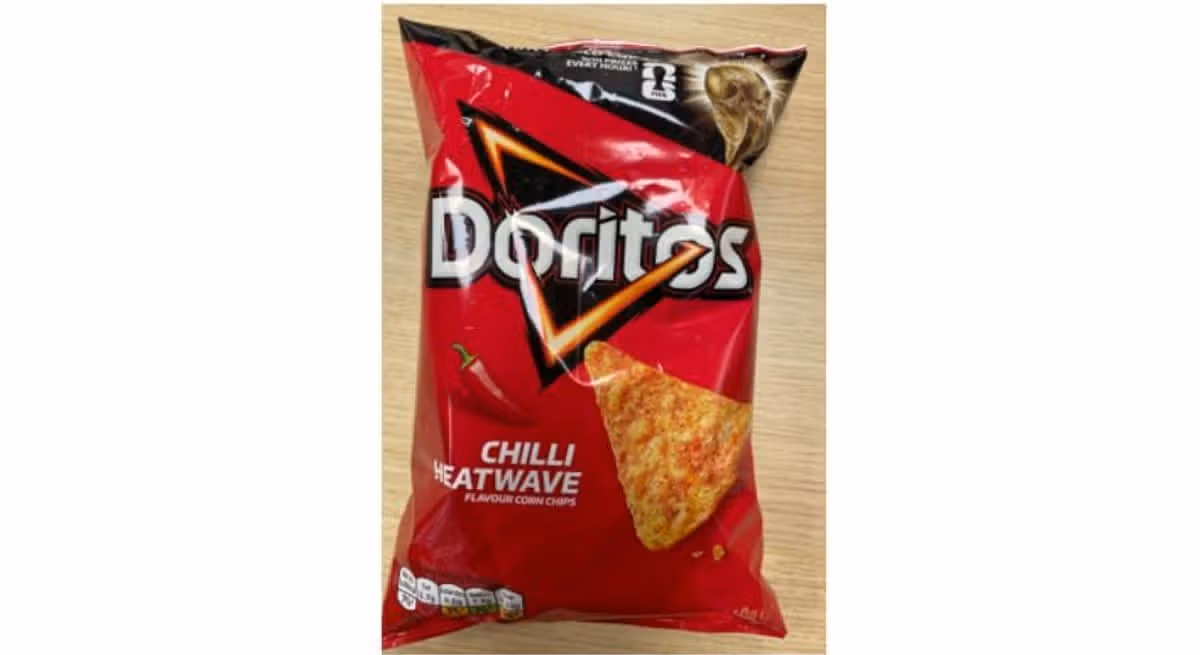 A batch of Chilli Heatwave flavour Doritos are being recalled after the corn chips were mispacked with Tangy Cheese flavour