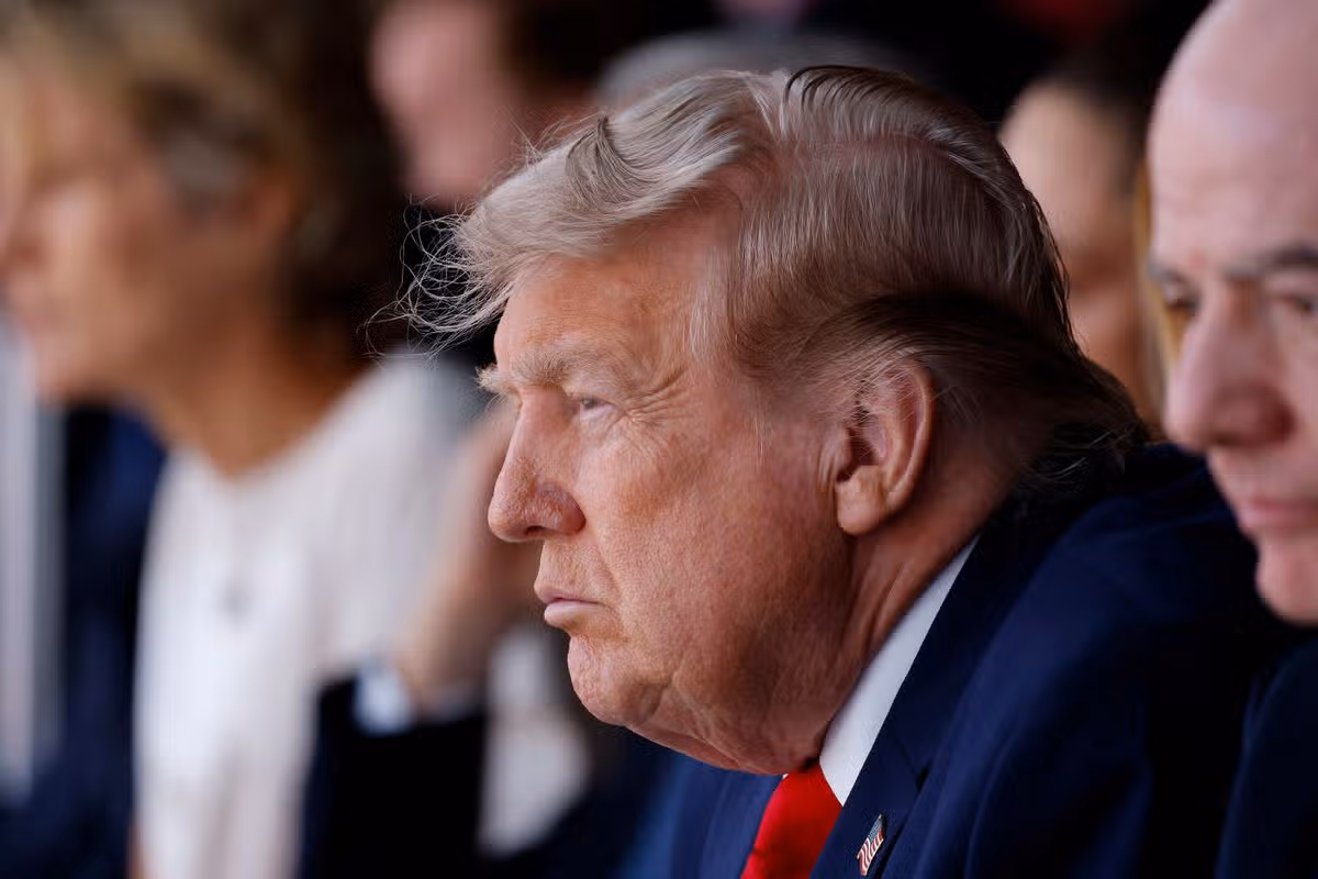 Trump looks on during the FIFA World Cup 2026 Final match between Spain and Argentina at New York New Jersey Stadium on July 19, 2026 in East Rutherford, New Jersey