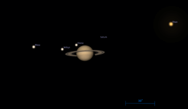 The Sky Today on Wednesday, July 22: Dione passes north of Saturn