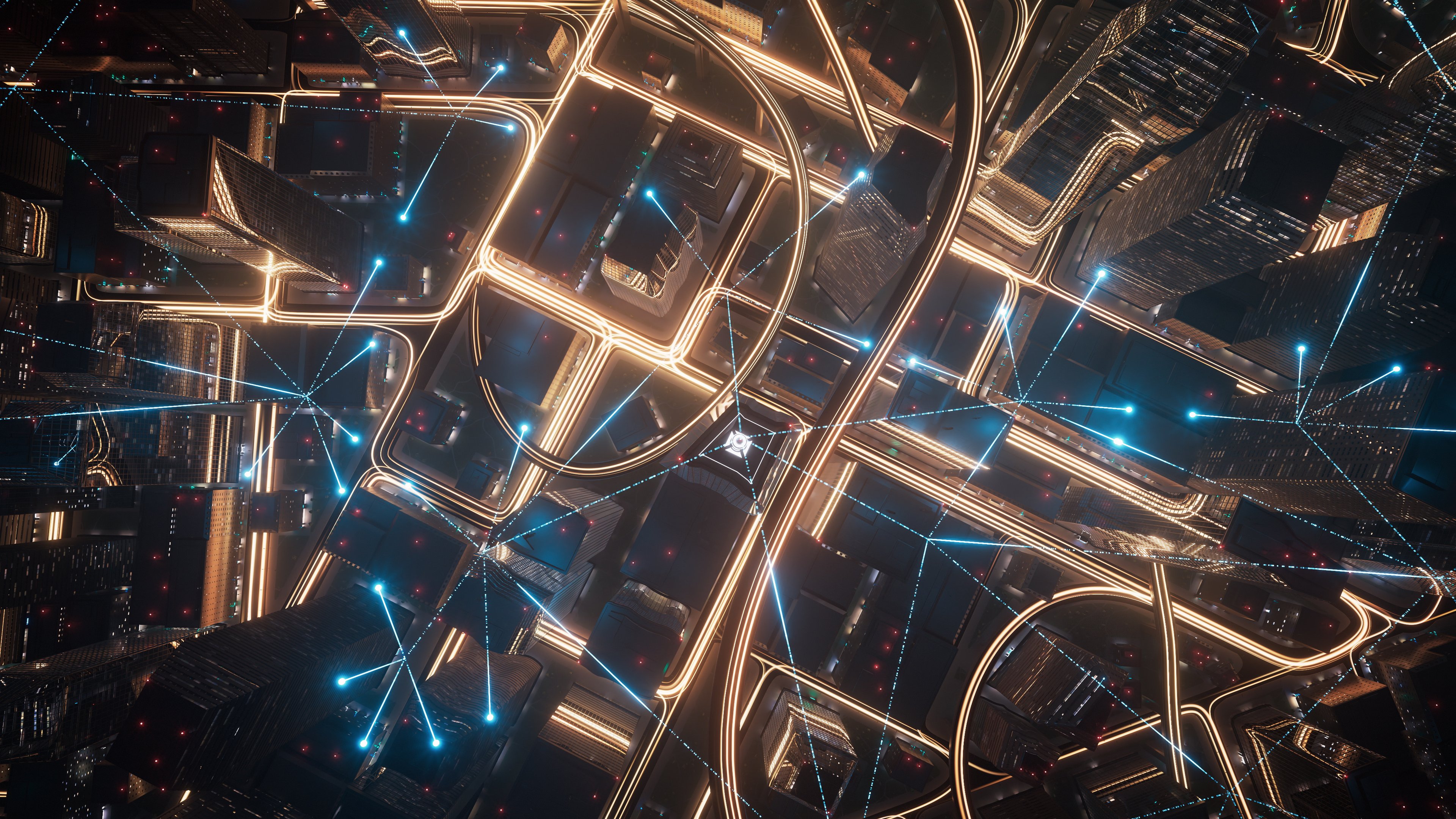 A bunch of lights fly through AI chips.