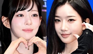 Lee Chae-young of fromis_9 , left, and Kim Yoo-yeon of tripleS