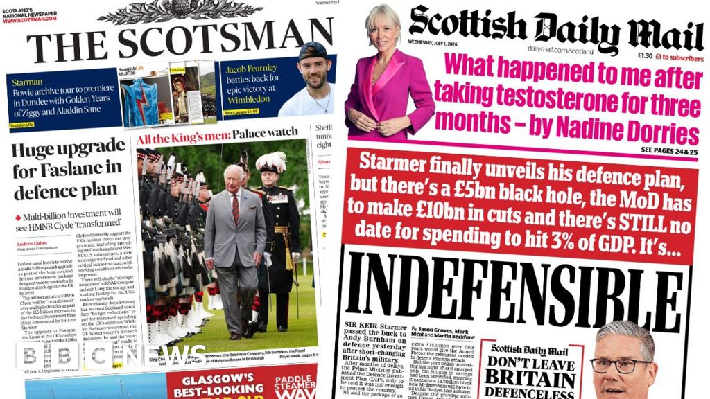 Scotland's papers: 'Huge upgrade for Faslane' and £5bn defence black hole - BBC