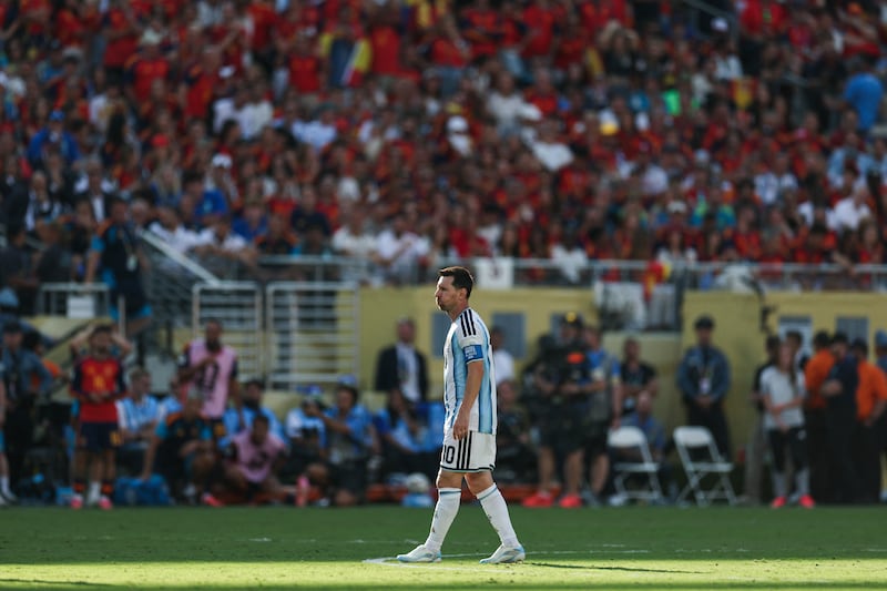 Argentina's Lionel Messi during the game. Photograph: Patricia de Melo/AFP via Getty Images
