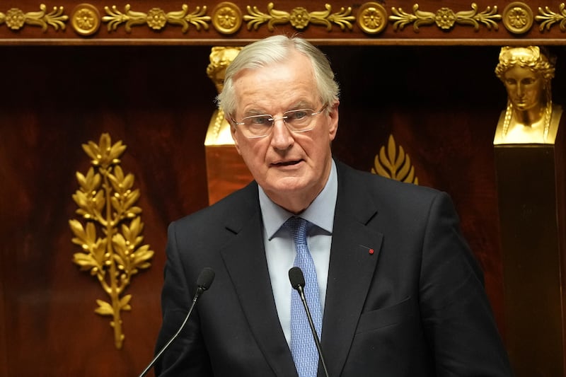 Former French prime minister Michel Barnier paid a courtesy visit to the Ceann Comhairle on Tuesday. Photograph: Michel Euler/AP