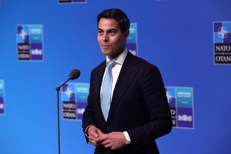 Dutch prime minister Rob Jetten speaks upon arrival at the 2026 NATO summit in Ankara, Turkey. Photograph: EPA