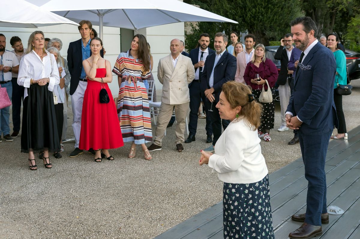 Princess Caroline of Hanover, Ben Sylvester Strautmann, Princess Alexandra of Hanover, Charlotte Casiraghi, Christophe Martin, Curator of the Exhibition, Camille Morando and Director of the Sauber and Paloma Villas in Monaco