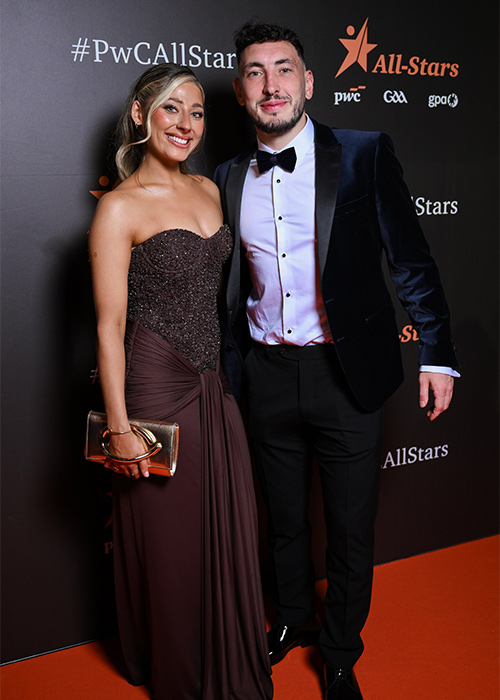 Kerry footballer Paudie Clifford with Orla O'Mahony on arrival to the 2025 PwC GAA/GPA All-Star Awards at the RDS in Dublin. Pic: Brendan Moran/Sportsfile