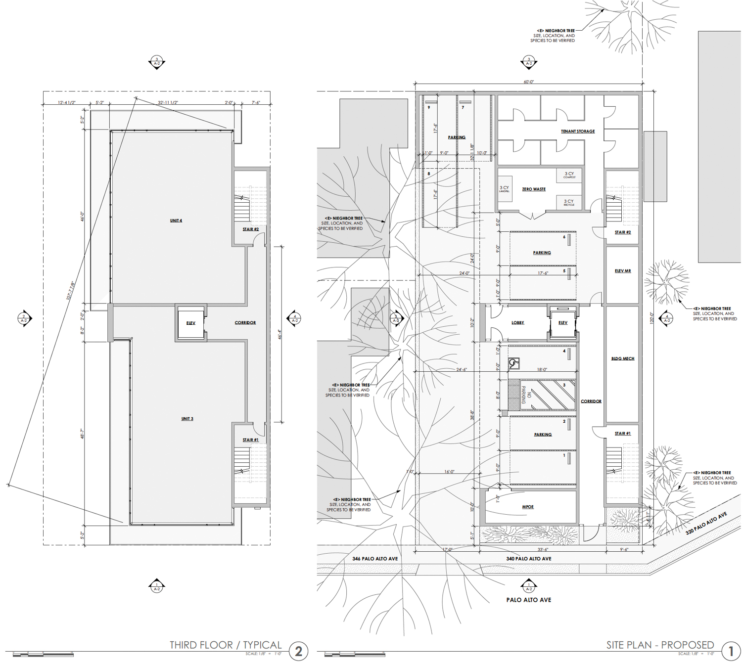 340 Palo Alto Avenue floor plans, illustration by Heather Young Architects