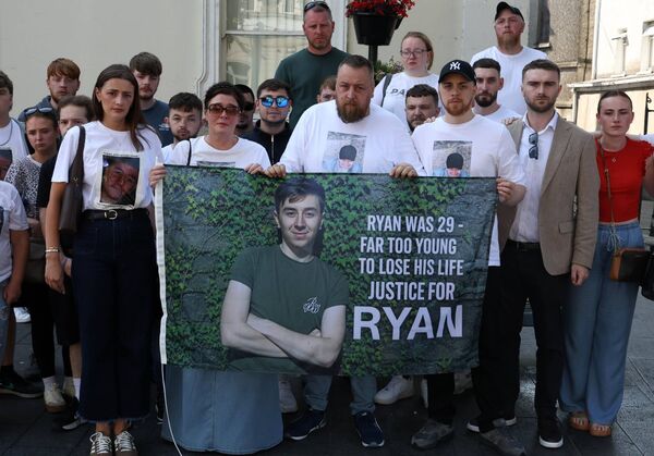 The family of Ryan Weir Gibbons outside Naas courthouse after today's verdict