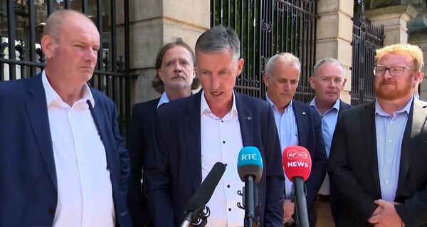 Kenneally survivors outside Dáil Éireann on Tuesday