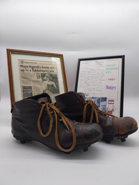 The boots worn by the late Eamonn Mongey in the 1951 All-Ireland Senior Football Final.