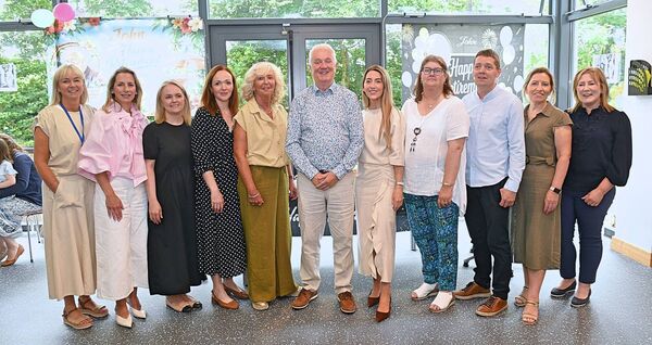 Picture shows John Hanily, EHO, HSE who has retired after 45 years pictured here at the Government Offices, Convent Road, Roscommon, in the company of work colleagues. From left: Martina Wallace, Clare Brennan, Natasha Higgine, Colette McDermott, Helen Gilchrist, Kate Nally-McCormack, Attracta Ginnerty, John Keenehan, Siobhán Callaghan and Anne Marie Burke. Pic: Gerard O’Loughlin