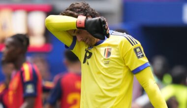 Senne Lammens suffers on World Cup baptism of fire as Merino capitalises for Spain