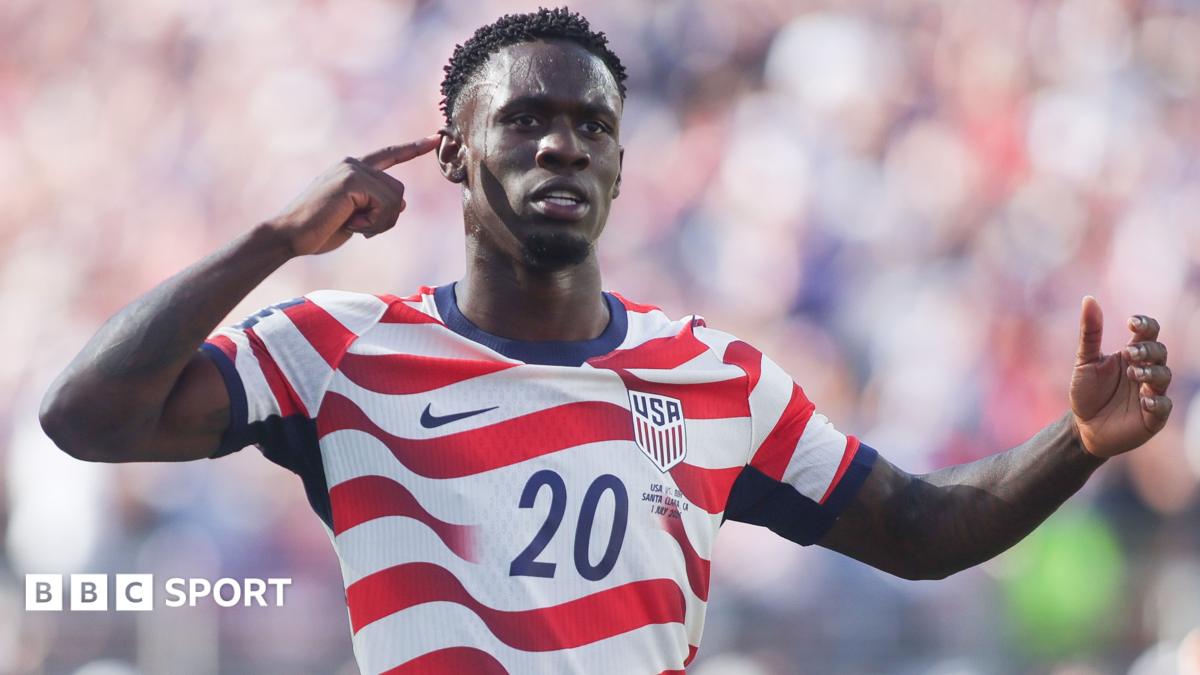 Folarin Balogun of the United States celebrates after scoring a goal