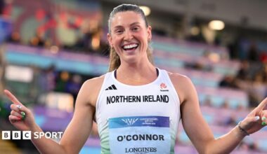 Kate O'Connor celebrates her gold medal