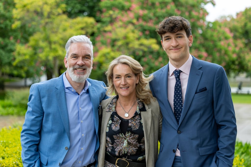 Beatrice Caffrey with her husband Justin and son Luca. Photo: John Kirwan