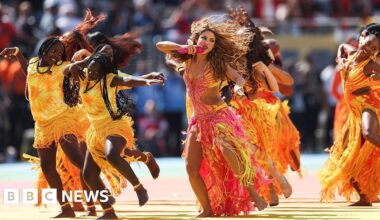 Shakira, Madonna, Justin Bieber and BTS perform at colourful World Cup half-time show - BBC