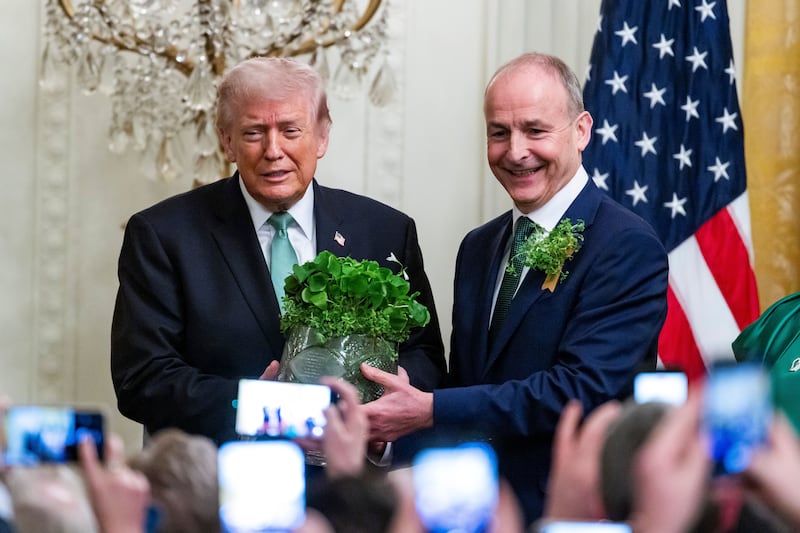 Trump with Taoiseach Micheál Martin in the White house on St Patrick's Day this year. Photograph: Jim Lo Scalzo/EPA