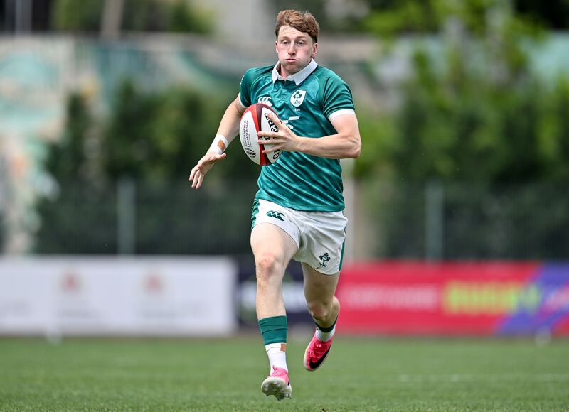 Ireland's Daniel Ryan on his way to scoring a try. Photograph: Levan Verdzeuli/Inpho