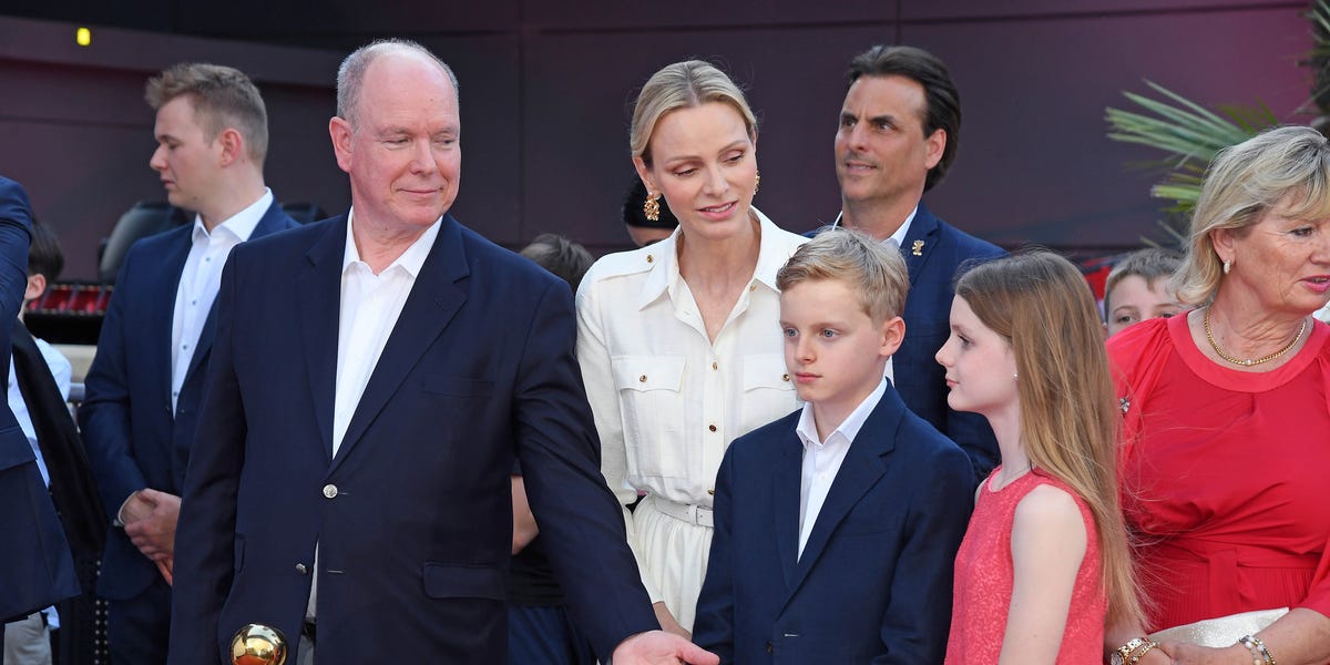 Princess Charlene, Prince Albert, and Their Twins Attend a Ribbon Cutting at a German Theme Park