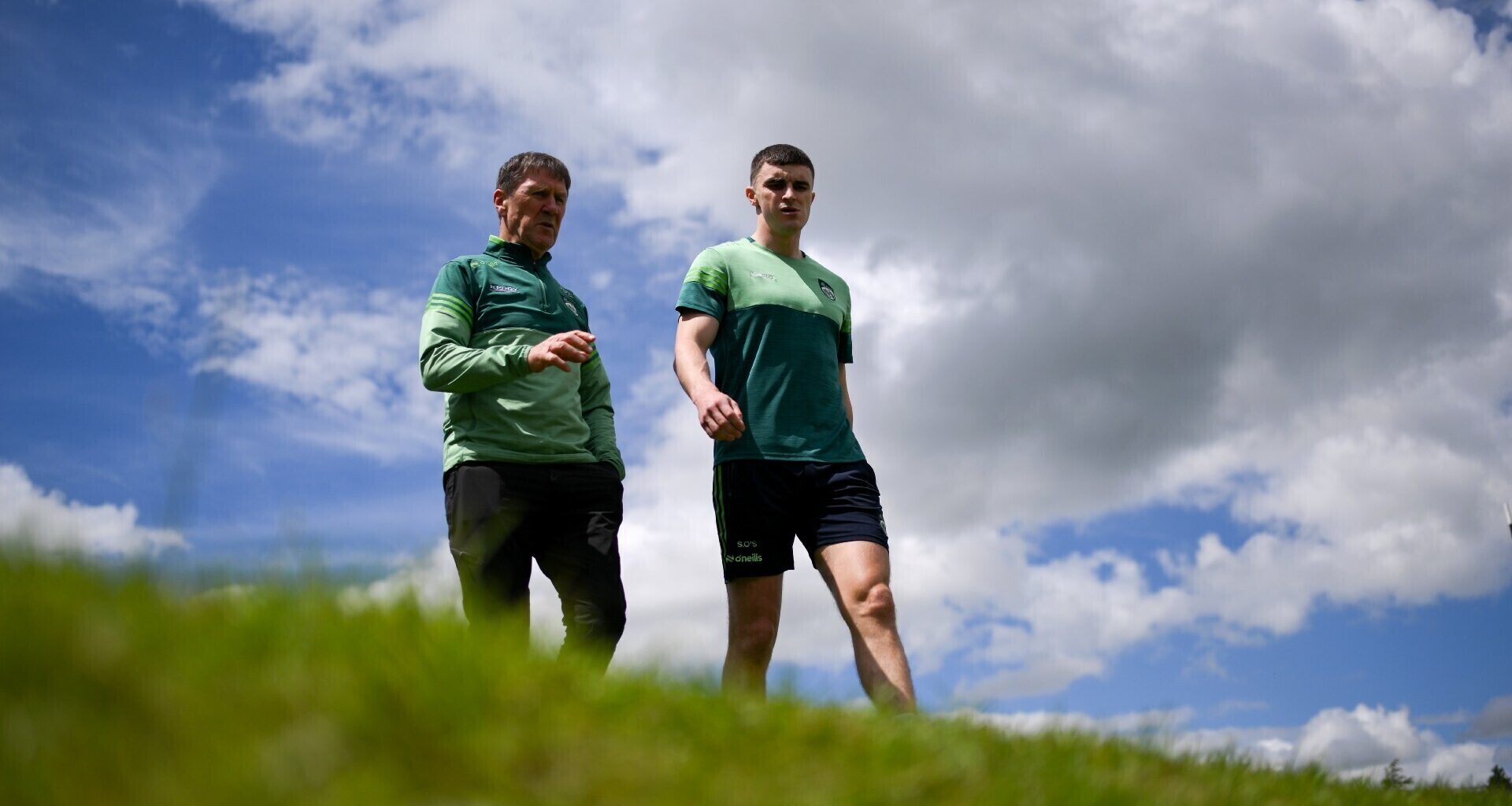 Kerry manager Jack O'Connor, left, and Seán O'Shea. Pic: Brendan Moran/Sportsfile