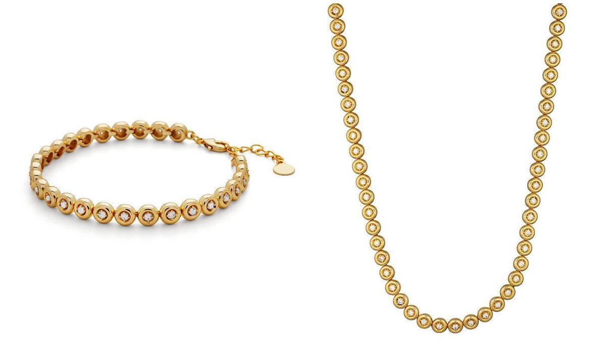 Orb Tennis Bracelet and necklace, €199, Joanna Cooper x Crystals & Co