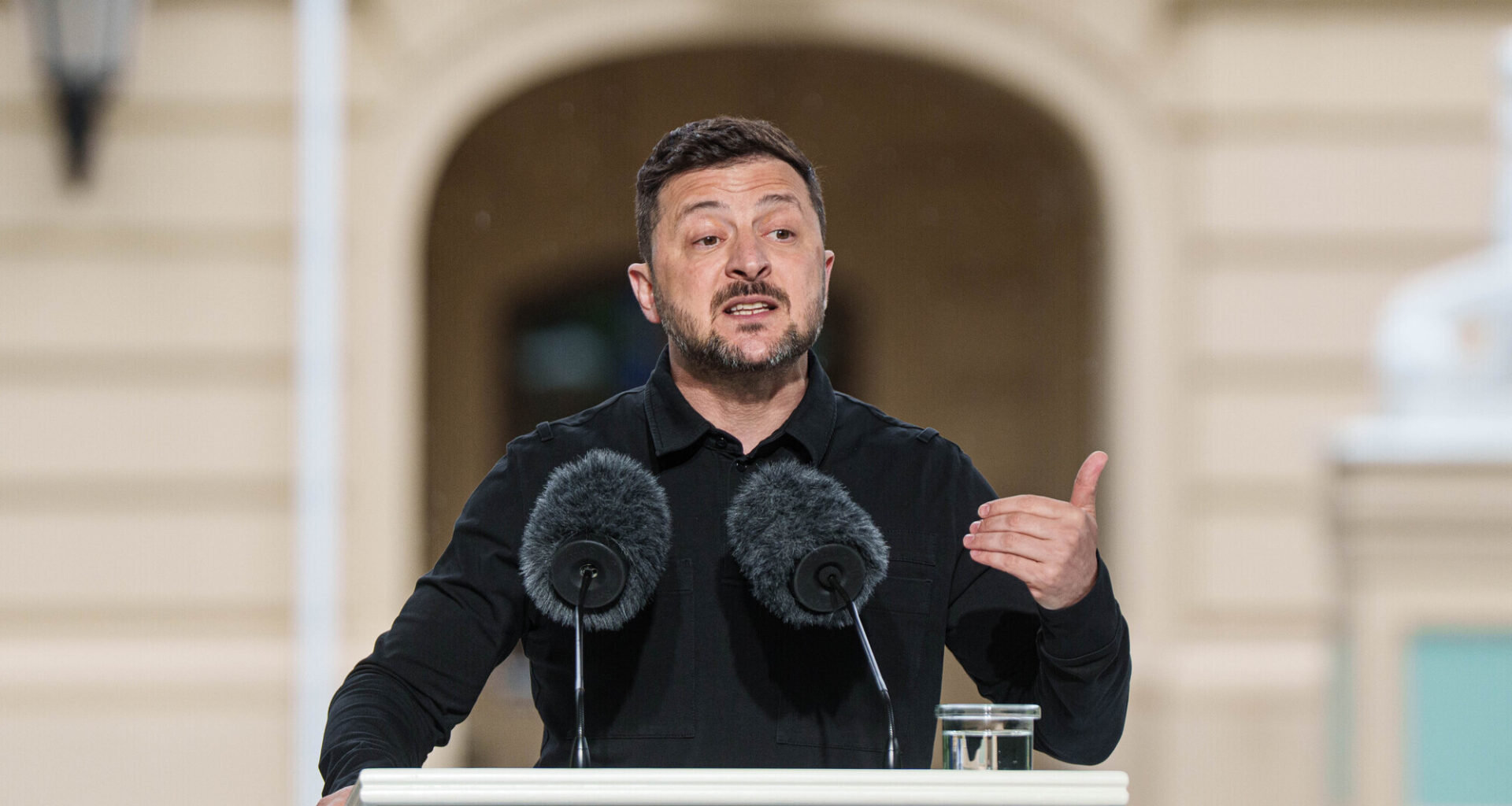 The surprise arrival of Ukraine's president Volodymyr Zelenskyy comes alongside the previously announced visit of European Council president Antonio Costa, with Taoiseach Micheál Martin due to hold bilateral meetings with both leaders. Picture: Evgeniy Maloletka/AP